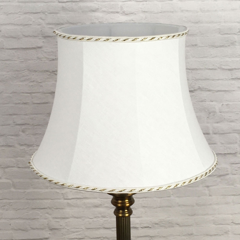 White and Gold Bowed Drum Shade